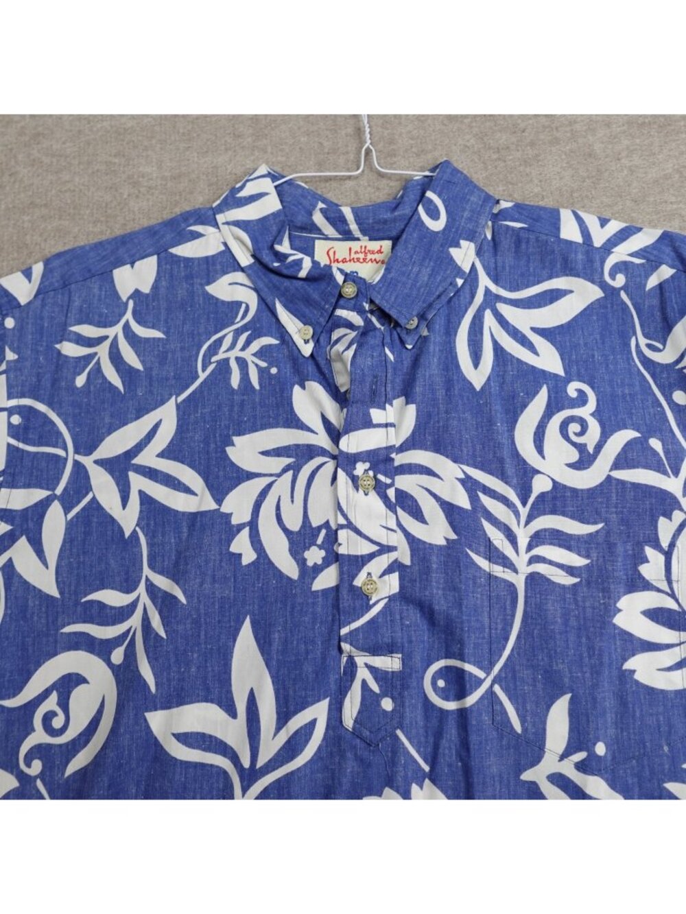 Reyn Spooner Mens Shirt XL Blue Alfred Shaheen Cotton Reverse Print Popover